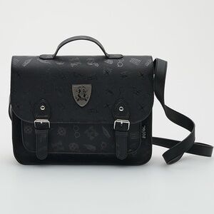 Harry Potter Messenger Bag Vegan Leather in Black Crossbody Top Handle Hogwarts